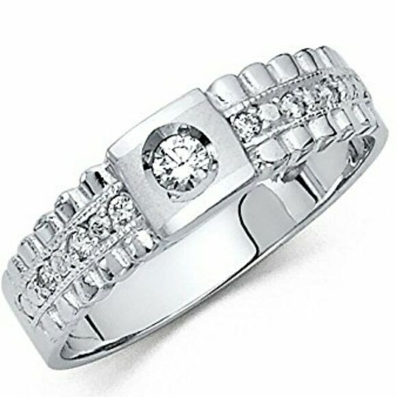 Men's 14k Solid White Gold Men's Wedding Band